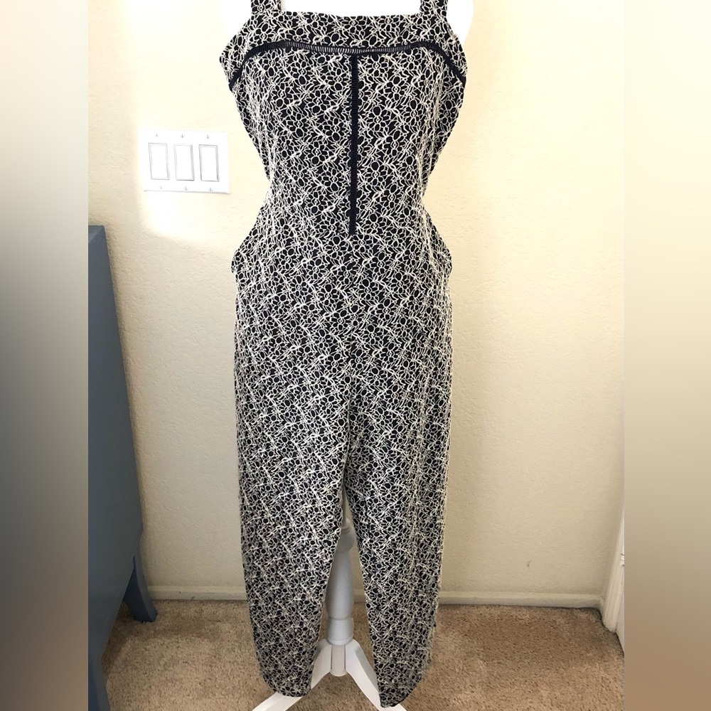 Banana Republic Black and White Patterned Jumpsuit